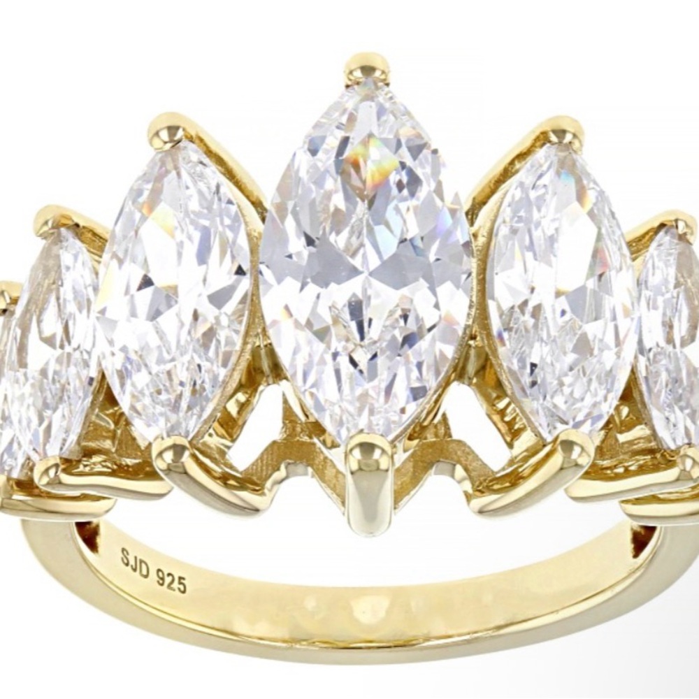White Cubic Zirconia 18k Yellow Gold Over Sterling Silver Ring 8.12ctw